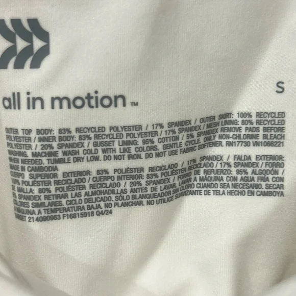 All In Motion White Pleated Tennis Dress — Size S NWT Built-In Shorts - Picture 4 of 6